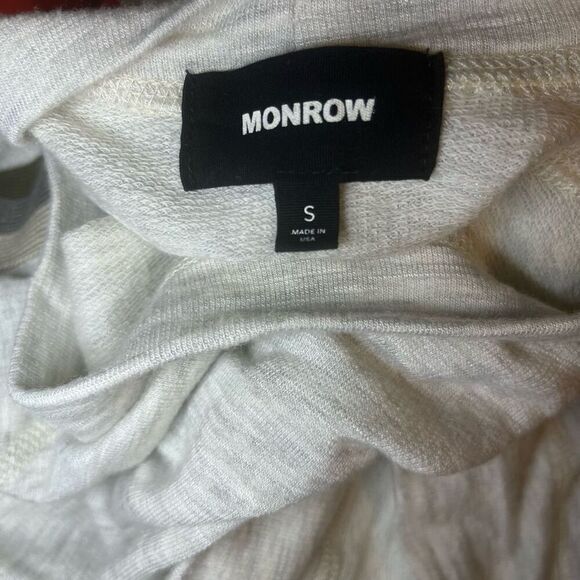 Monrow Supersoft Vintage Neutral Stripe Raglan Top - Picture 12 of 12